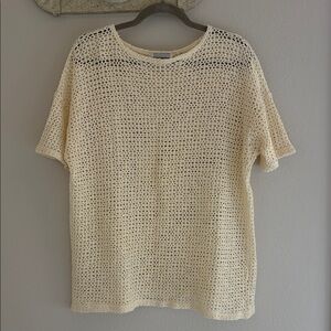 Pisces Open Knit Crochet Top Cream Made in USA One Size